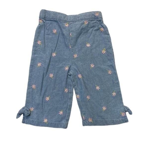Chambray Floral Cropped Capri Pants blue Size 18 Months - Picture 6 of 6